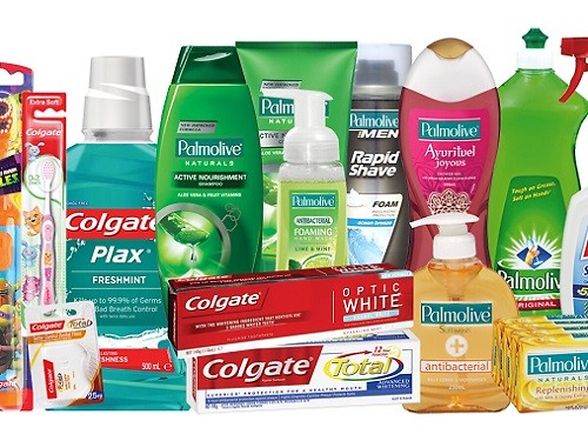 Colgate and Palmolive toothpaste, toothbrushes, mouthwash, soap and shower gel products